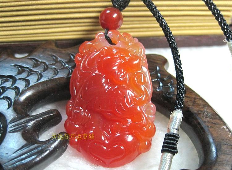 福缘阁 大师开光红玛瑙 虎虎采芝石坠护身符 属虎的人开运吉祥物-第1张大图