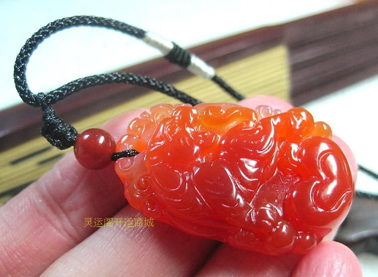 福缘阁 大师开光红玛瑙 虎虎采芝石坠护身符 属虎的人开运吉祥物-第0张大图