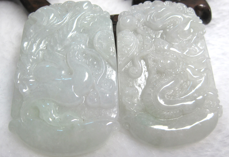 天然缅甸翡翠A货 生肖龙情侣挂件 龙凤挂件 生肖龙本命年情侣首选 情侣对-第0张大图