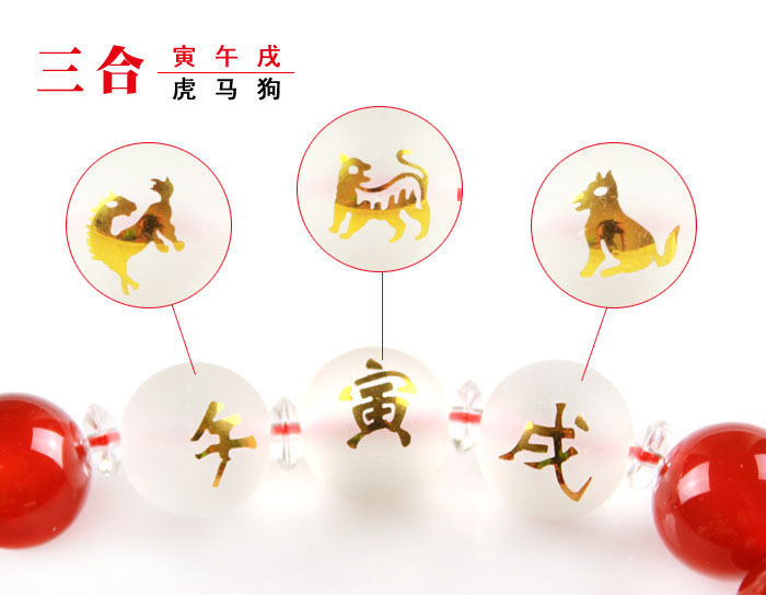 开光2017年属虎马狗必备手链 寅午戌三合贵人手链 开运辟邪保平安 天然红玛瑙配磨砂白水晶-第6张大图