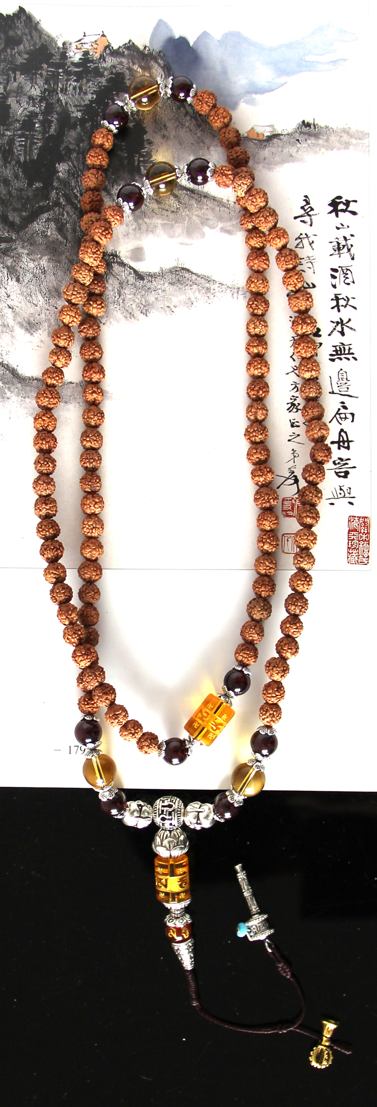 单独开光小金刚菩提子108颗佛珠手链 黄水晶六字真言菩提子手链-第0张大图