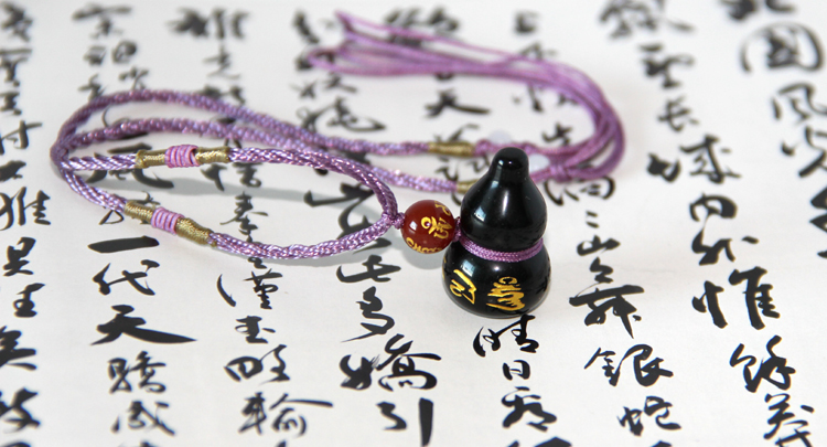 单独开光黑曜石六字真言葫芦吊坠 开运吉祥物 辟邪保平安-第2张大图