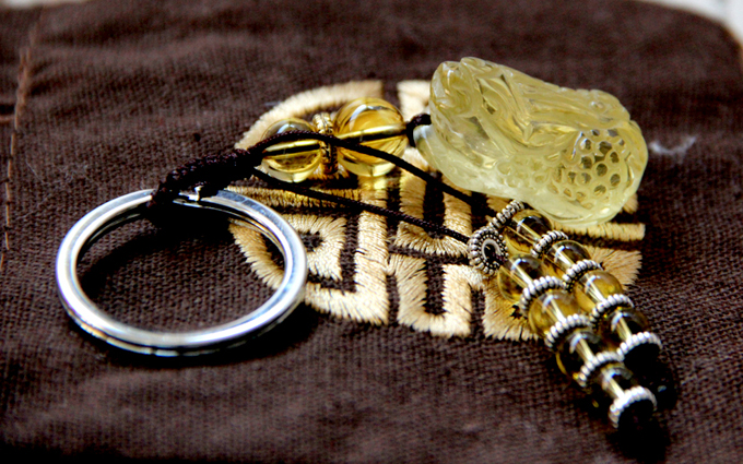 单独开光天然黄水晶貔貅钥匙扣 辟邪 招财 保平安汽车钥匙挂件-第2张大图