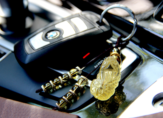 单独开光天然黄水晶貔貅钥匙扣 辟邪 招财 保平安汽车钥匙挂件-第10张大图