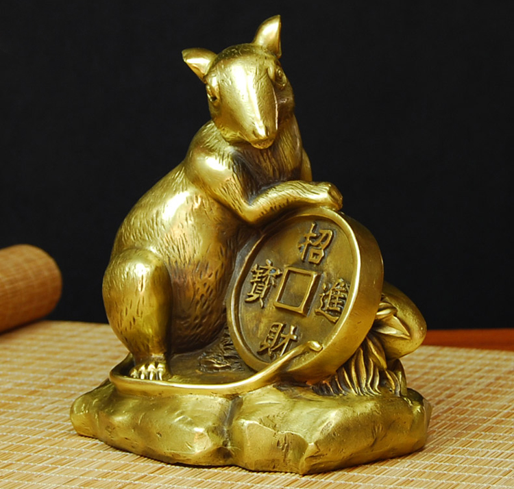 单独开光纯铜老鼠摆件 十二生肖鼠 招财金钱鼠风招财助运吉祥物老鼠