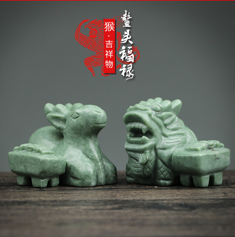 宋韶光大师2019猪年生肖吉祥物属猴鳌头福禄石材摆件工艺礼品-第0张大图
